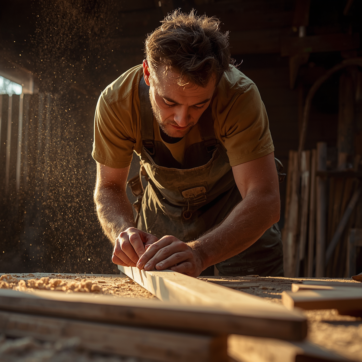 Handwerker bei der Arbeit in einer professionellen Werkstatt